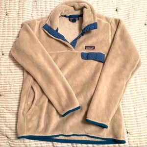 Cream & aqua Patagonia lightweight pullover - M